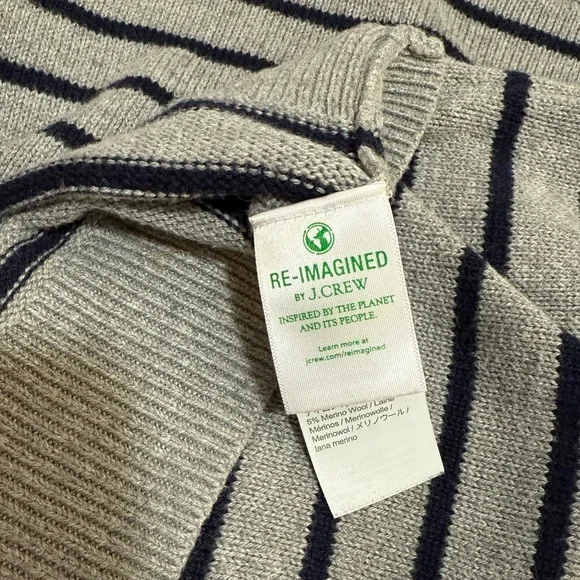 J.CREW Crewcuts Elbow-Patch Crewneck Sweater, Grey Navy Stripes - Boys L (10-11) - Picture 5 of 7